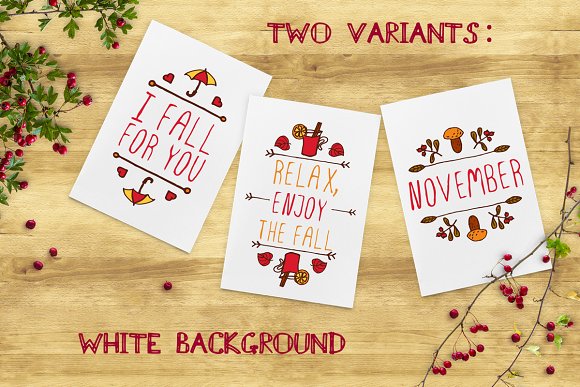 Hand-sketched fall season cards