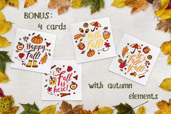 Hand-sketched fall season cards