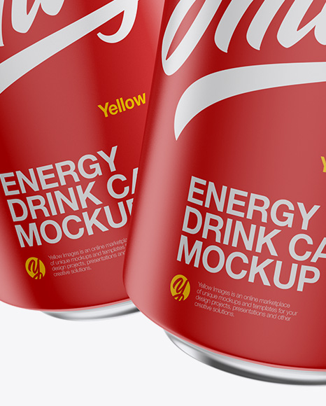 Two Metallic 330ml Aluminium Cans W/ Matte Finish Mockup - Free