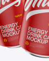 Two Metallic 330ml Aluminium Cans W/ Matte Finish Mockup