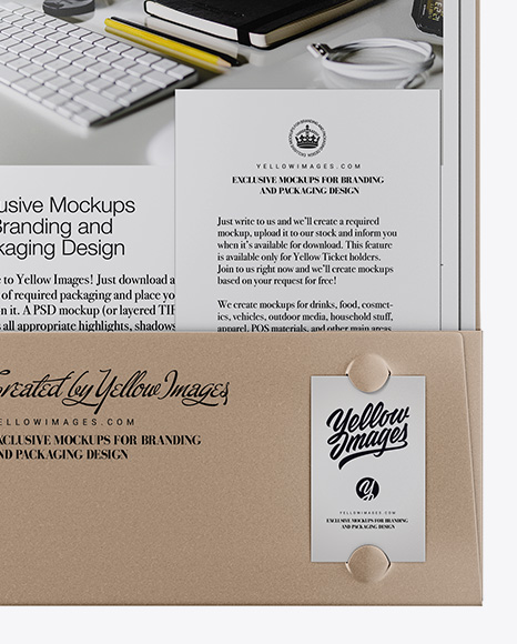 Kraft Folder W/ Kraft Papers and String Closure Mockup