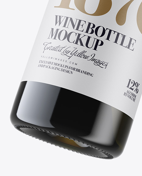 Green Glass Wine Bottle Mockup