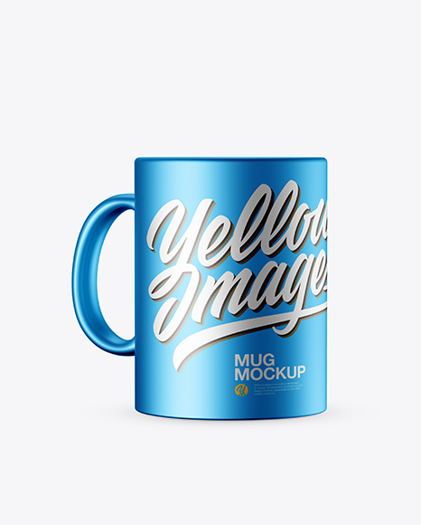 Metallic Mug With Tea Bag &amp; Spoon Mockup