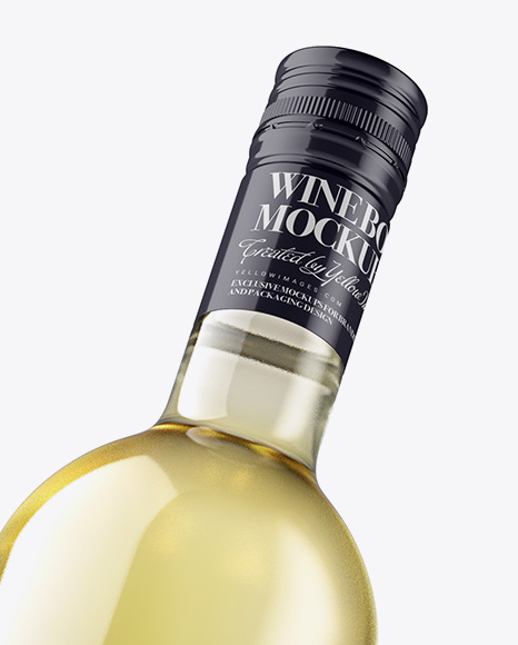 Clear Glass White Wine Bottle Mockup