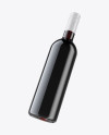 Antique Green Bottle with Red Wine Mockup