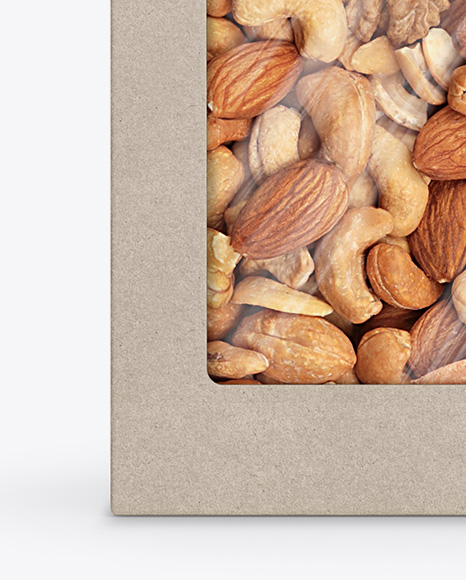 Kraft Paper Box W/ Mix Of Nuts - Front View