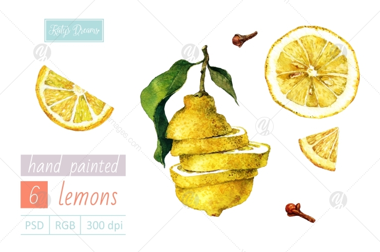 Watercolor set / Lemons and oranges Watercolor set / Lemons and oranges