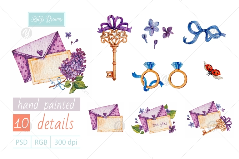 Watercolor set / Lilac Watercolor set / Lilac