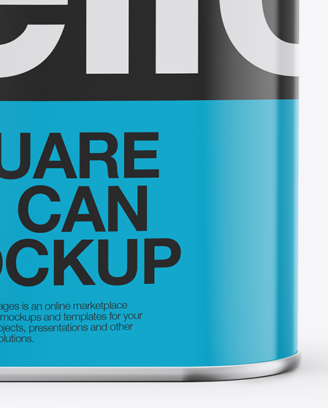 4L Closed Square Tin Can Mockup