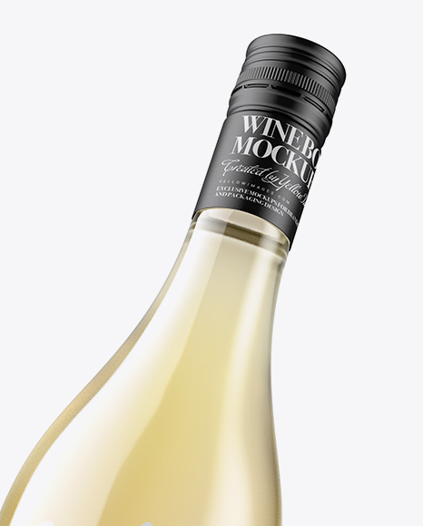 Clear Glass White Wine Bottle Mockup