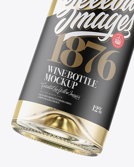 Clear Glass White Wine Bottle Mockup