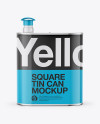 4L Opened Square Tin Can Mockup