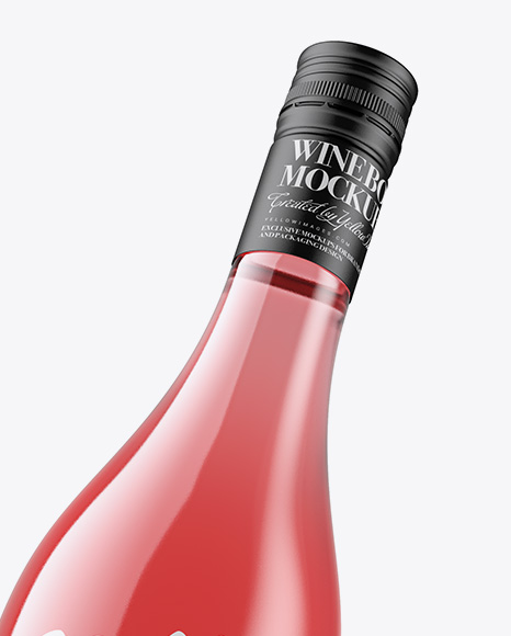 Clear Glass Pink Wine Bottle Mockup