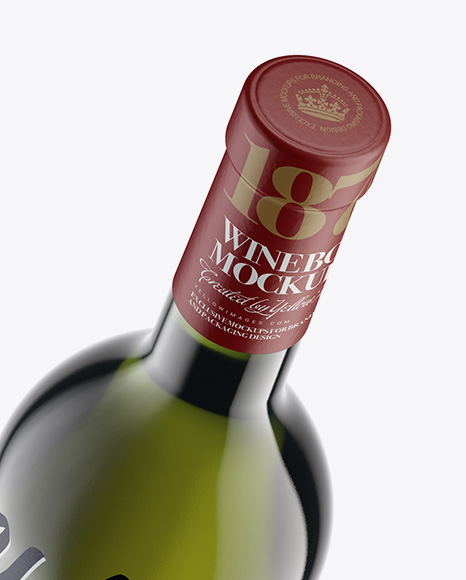 Green Glass Wine Bottle Mockup