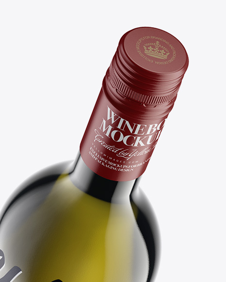 Green Glass Wine Bottle with Cap Mockup