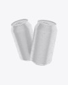 Two Matte 330ml Aluminium Cans W/ Condensation Mockup