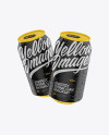 Two Matte 330ml Aluminium Cans W/ Condensation Mockup