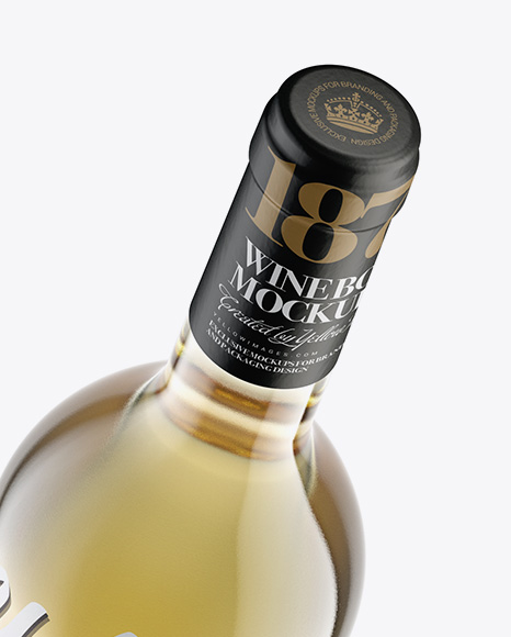 Clear Glass White Wine Bottle Mockup