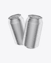 Two Metallic 330ml Aluminium Cans W/ Condensation Mockup