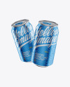 Two Metallic 330ml Aluminium Cans W/ Condensation Mockup