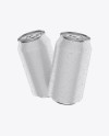 Two 330ml Aluminium Cans W/ Matte Finish & Condensation Mockup