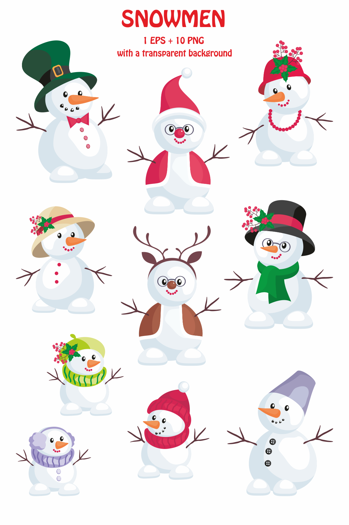 Snowmen. Christmas clip arts.