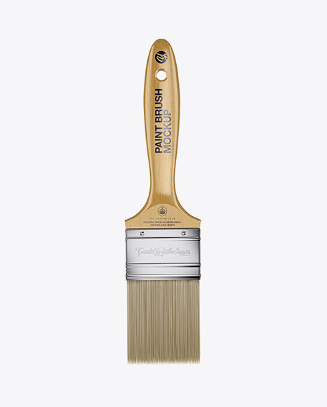 Brush With Wooden Grip & Kraft Label Mockup