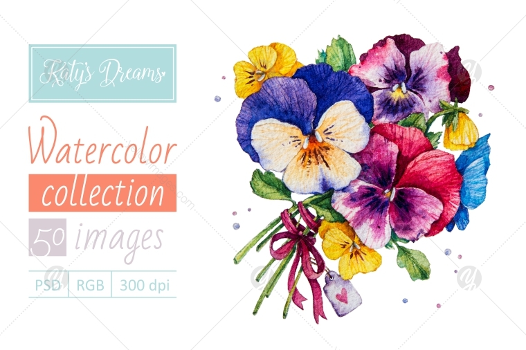 Watercolor set / Pansies Watercolor set / Pansies