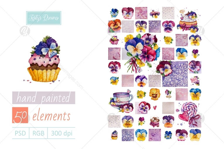 Watercolor set / Pansies Watercolor set / Pansies