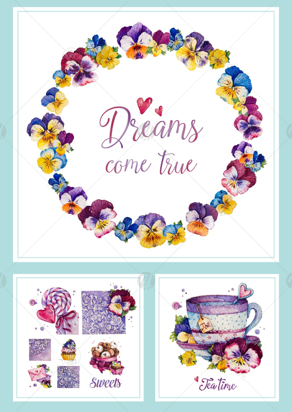 Watercolor set / Pansies Watercolor set / Pansies