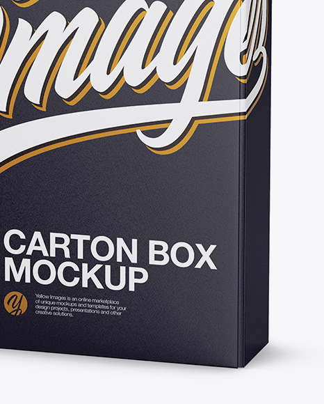 Glossy Carton Box Mockup - Half Side View (High-Angle Shot)