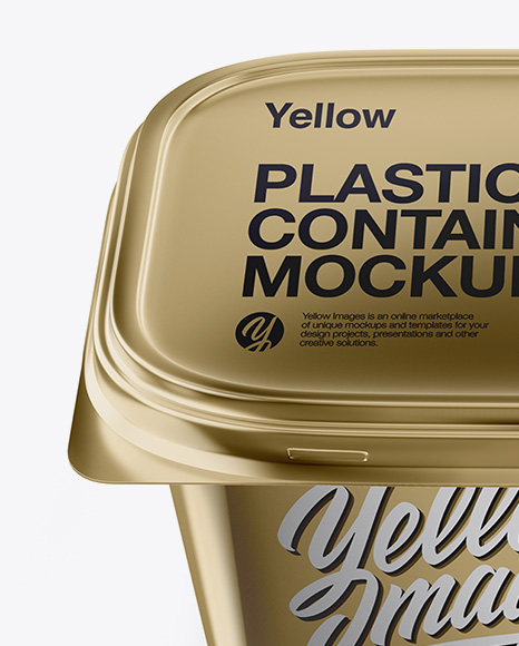 Metallic Plastic Container Mockup - Front View (High Angle Shot)