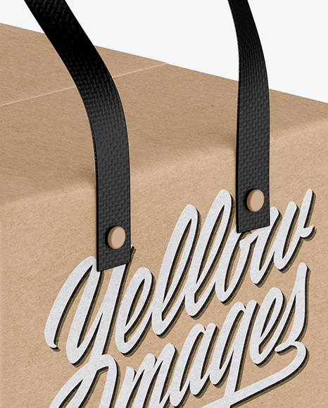 Kraft Paper Box With Handles Mockup - Half Side View