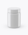 250ml Glossy Plastic Jar Mockup (High-Angle Shot)