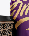 Matte Bag with Kraft Coffee Cup Mockup - Half Side View