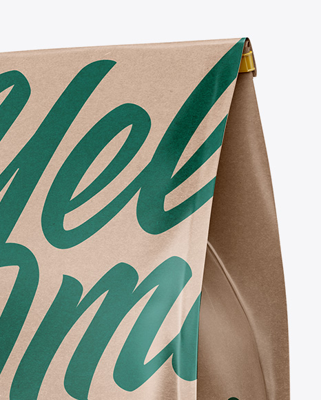 Kraft Bag with Coffee Cup Mockup - Half Side View