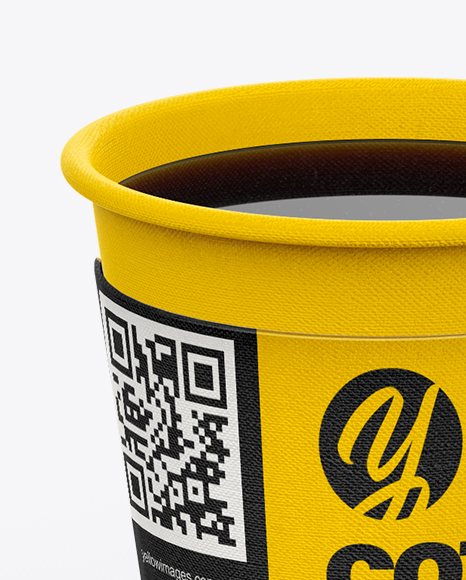 Opened Coffee Cup With Sleeve Mockup