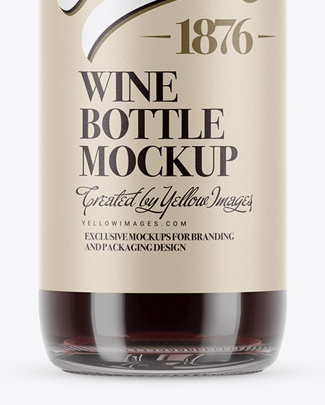 375ml Clear Glass Red Wine Bottle Mockup