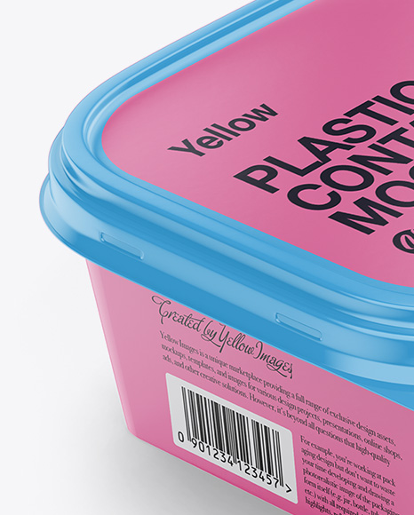 Glossy Plastic Container Mockup - Halfside View (High-Angle Shot)