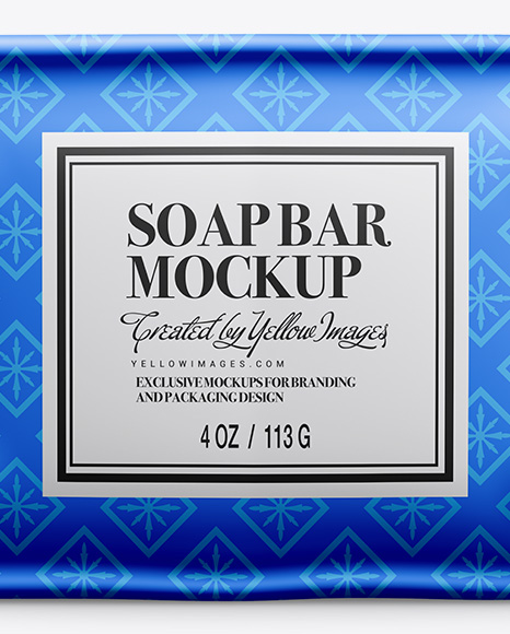 Metallic Soap Package Mockup - Front View Metallic Soap Package Mockup - Front View