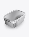 Metallic Plastic Container Mockup - Half Side View (High-Angle Shot)