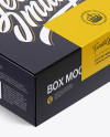 Glossy Paper Box W/ Label Mockup - Half Side View (High-Angle Shot)