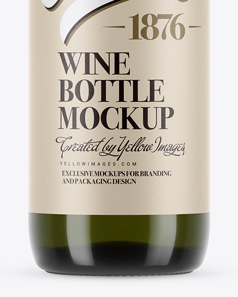 375ml Antique Green Glass White Wine Bottle Mockup