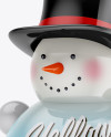 Glossy Christmas Snowman Toy Mockup - Half Side View