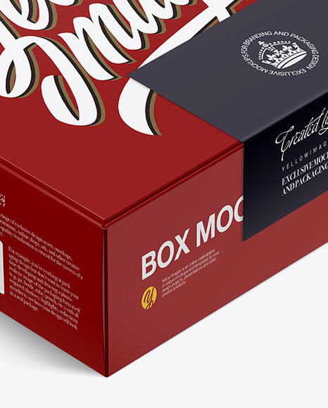 Matte Paper Box W/ Label Mockup - Half Side View (High-Angle Shot)