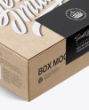 Kraft Box W/ Label Mockup - Half Side View (High-Angle Shot)