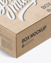 Kraft Box W/ Label Mockup - Half Side View (High-Angle Shot)