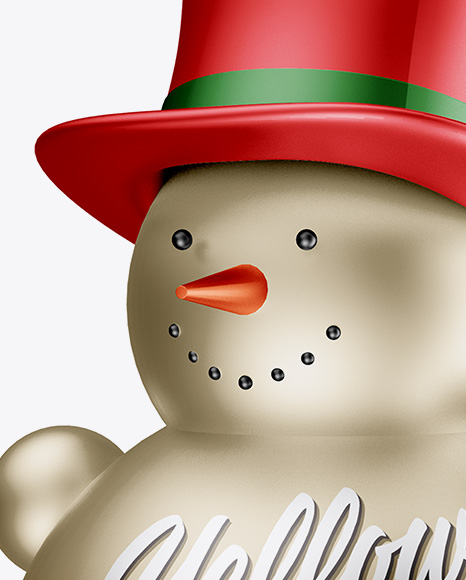 Metallic Christmas Snowman Toy Mockup - Half Side View - Free Download