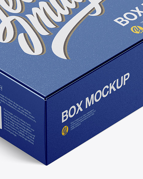 Textured Paper Box W/ Label Mockup - Halfside View (High Angle)