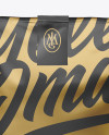 Stand Up Glossy Metallic Pouch with Sticker Mockup - Front View